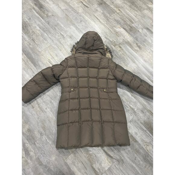 Lands End coat puffer down women’s detachable hood and back fur XL 18-20 - Picture 10 of 11